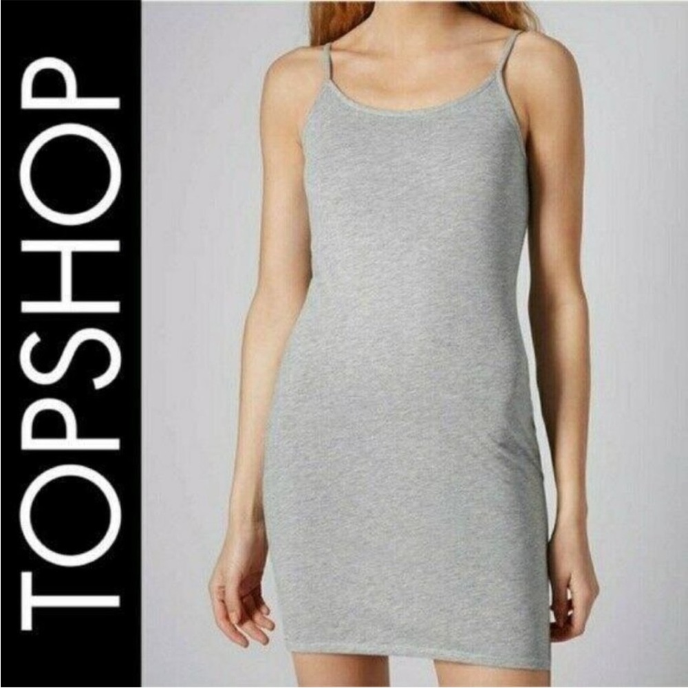 TOPSHOP Camisole Dress Body Con Gray Size 10 NWT
